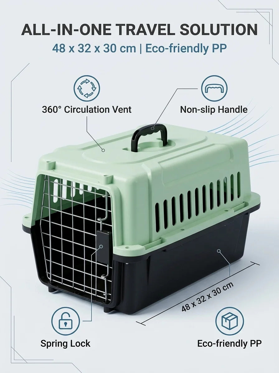 Pet Travel Carrier for Cats and Dogs ABS Large Capacity Portable Cage Lightweight Cat Bag Essential Pet Supplies